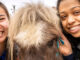 students interact with miniature therapy horses during an open-house event at the Native American House